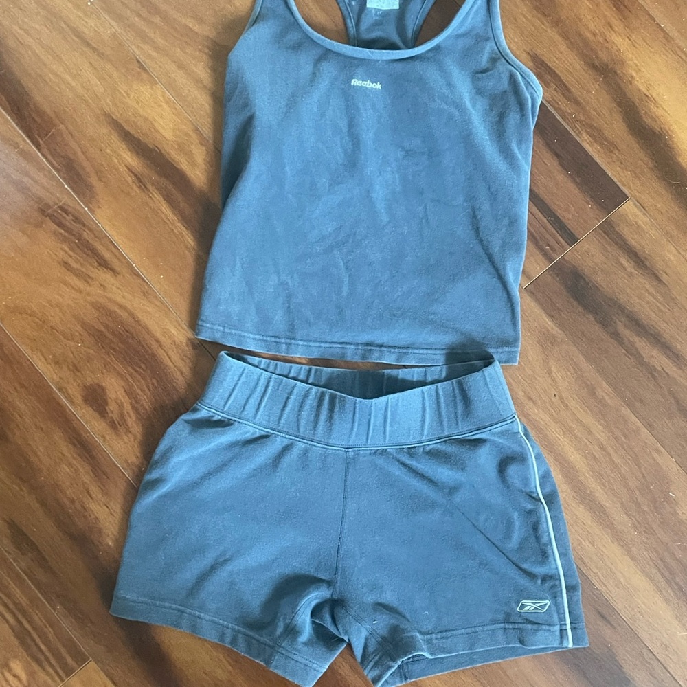 90s Small Reebok Grey Athletic Tank and Shorts Set Excellent Condition